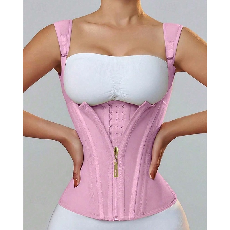 Women Waist Trainer Vest with Zipper – Tummy Control Shapewear Chest Support Posture Corrector Slimming Body Shaper with 15 Bones