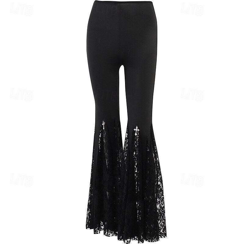 Gothic Bell Bottom Pants Flared Trousers Lace Fancy Dress Women's Fantasy Halloween Carnival Performance Party Adults Pants