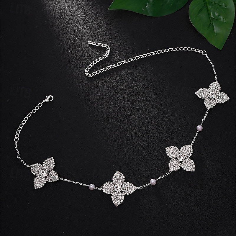 Choker Necklace Zircon Rhinestones Women's Elegant Cute Floral Flower Shape Wedding irregular Necklace For Wedding Party Birthday4