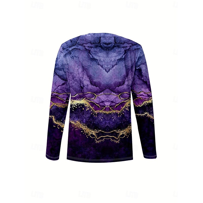 Women's T Shirt Graphic Marble Vintage Stylish Classic Long Sleeve V Neck Regular Tops Daily Print Purple Spring Fall Winter2