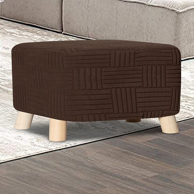 Rectangular Ottoman Cover with 5x5 Grid Design - Stretch Footstool Slipcover with Low-Profile Style for Living Room Decor4