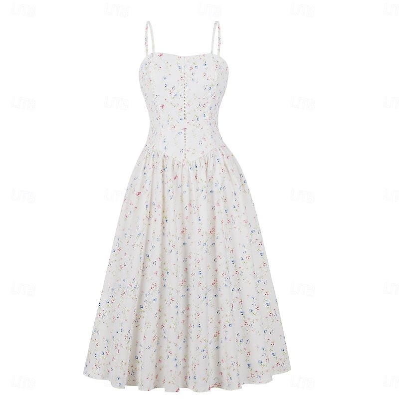 Elegant 1950s Midi Dress Floral Floral Print Fancy Dress Women's Christmas Carnival Valentine's Day Party Casual Adults Dress Summer2