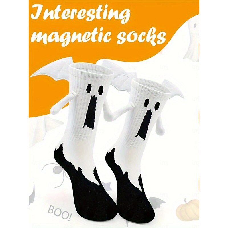 Women's Halloween Ghost and Bat Wing Novelty Socks - Fun Party Accessories for Spooky Celebrations2