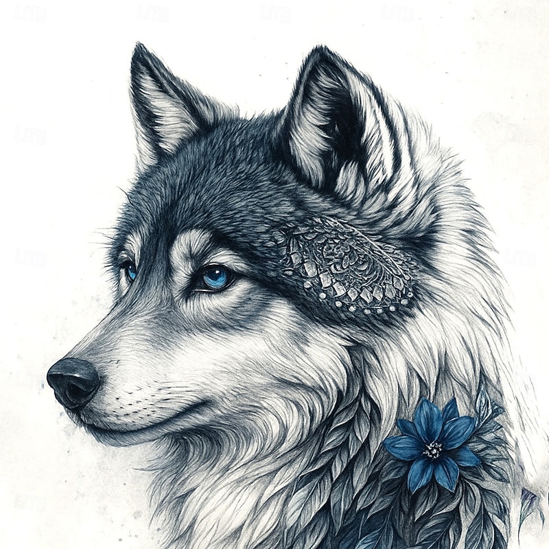 Men's Animal Wolf Sweatshirt Sports Fashion Zip Home Party Work White Fall All Seasons Designer2