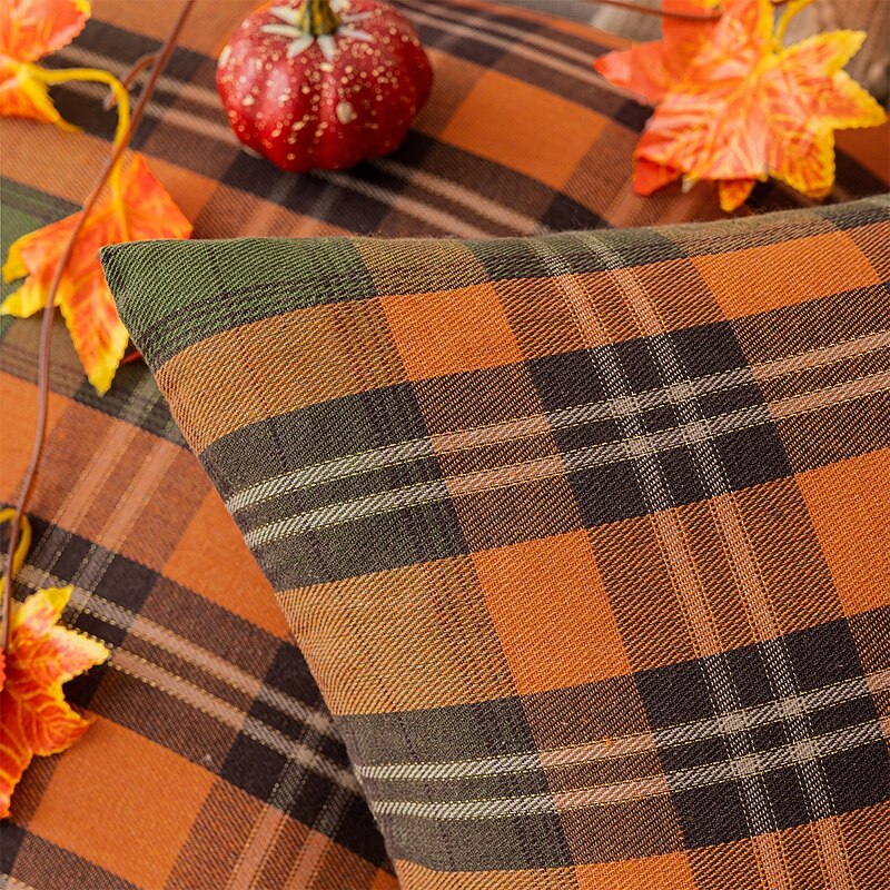 1 pcs Polyester Pillow Cover, Plaid Casual Square Zipper Traditional Classic3