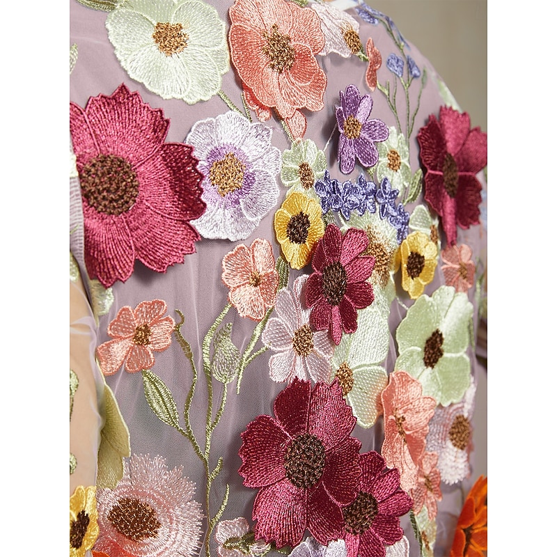 Women's Lace Tops Elegant Tropical Crew Neck Rainbow Summer3