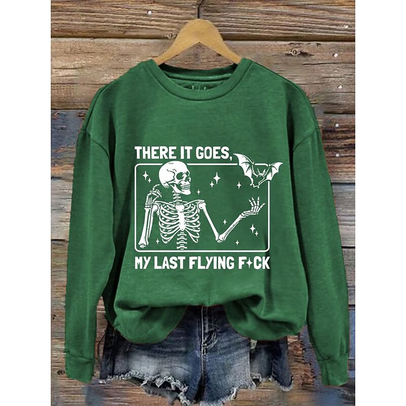 Halloween Women's Pullover Sweatshirt Skulls Graphic Fashion Casual Long Sleeve Crew Neck Regular Tops Street Dailywear Casual Print Black White Pink Blue Orange Fall Winter3