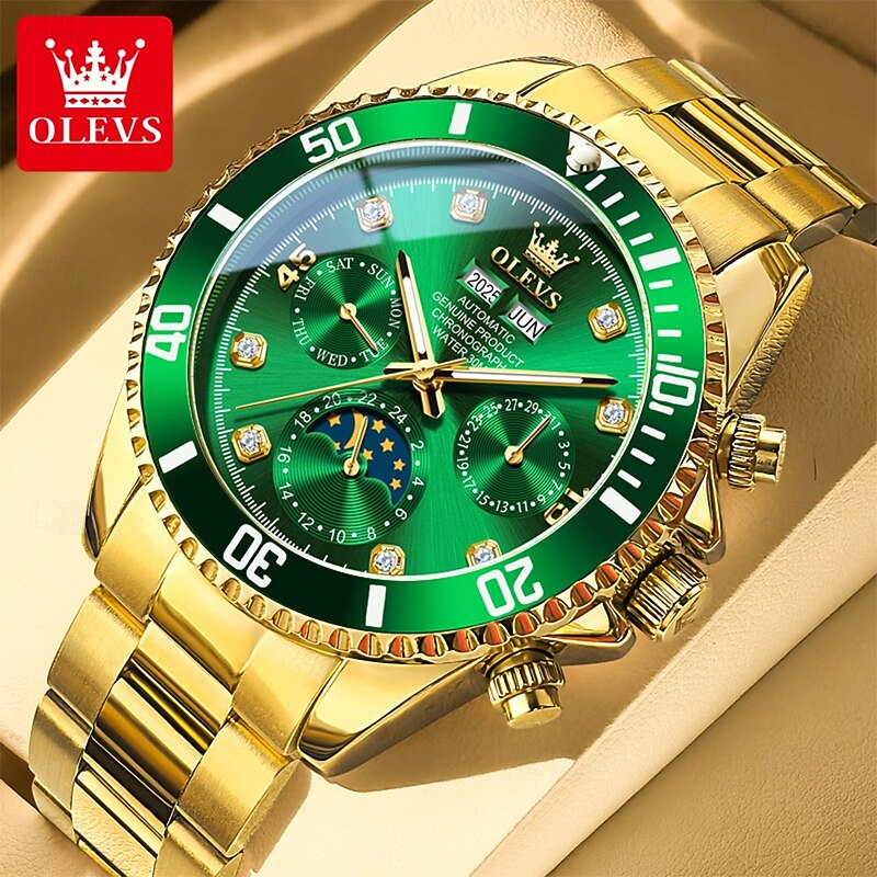 OLEVS 6729 Mens Watches Luxury Original Fully Automatic Mechanical Wristwatch Calendar Week Waterproof Luminous Watches4