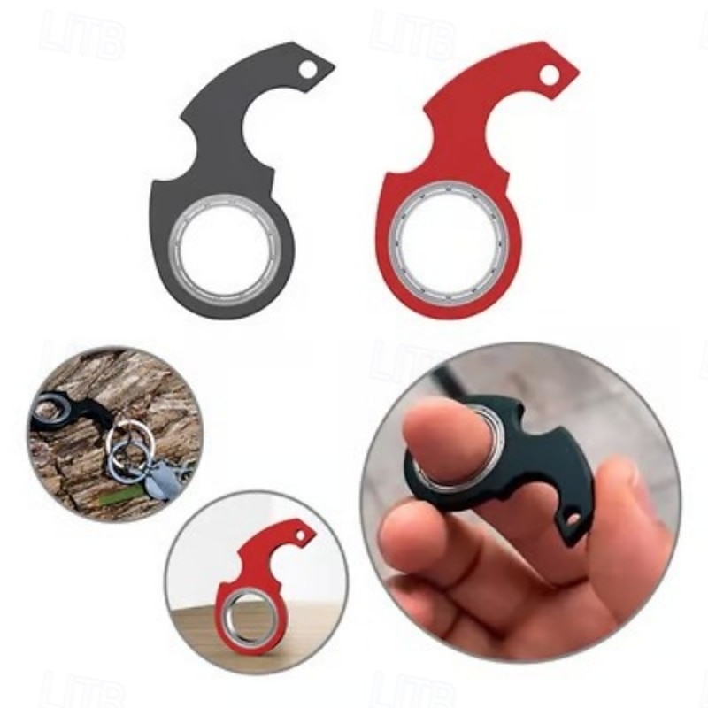 2-Pack Keychain Fidget Spinner – Portable Stress Relief Toy, Durable Metal Construction, Perfect for Adults and Kids2
