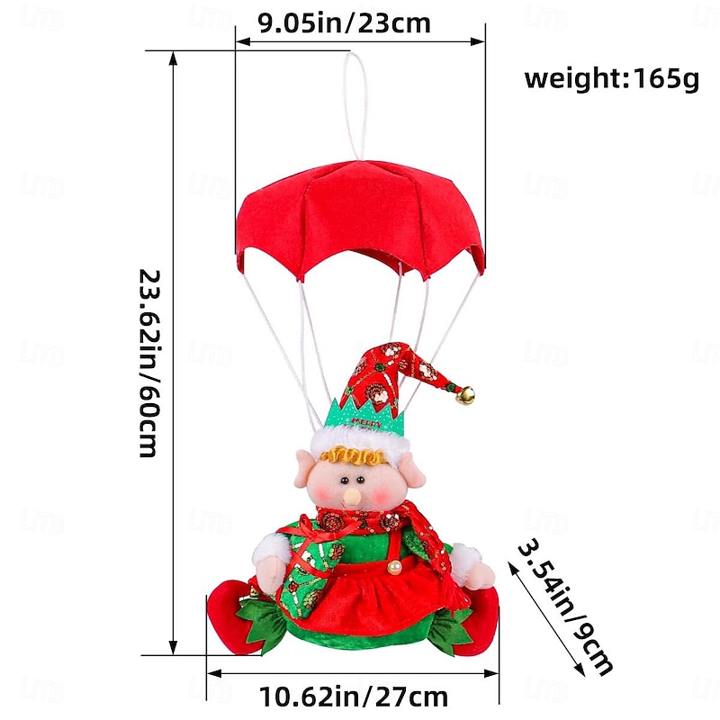 Christmas Parachute Doll Hanging Ornament Fabric Holiday Parachuting Elf Window Display Christmas Tree Decoration Festive Gift Home Party Accessory4