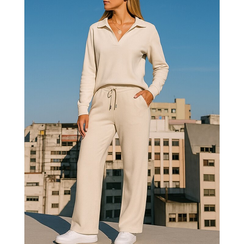 Women's Tracksuit Sweatpants Sportswear Solid Colored Clothing Suit Fall Black Blue Outdoor Travel Sports High Waist Long Sleeve Sport Activewear Micro-elastic Regular Fit3