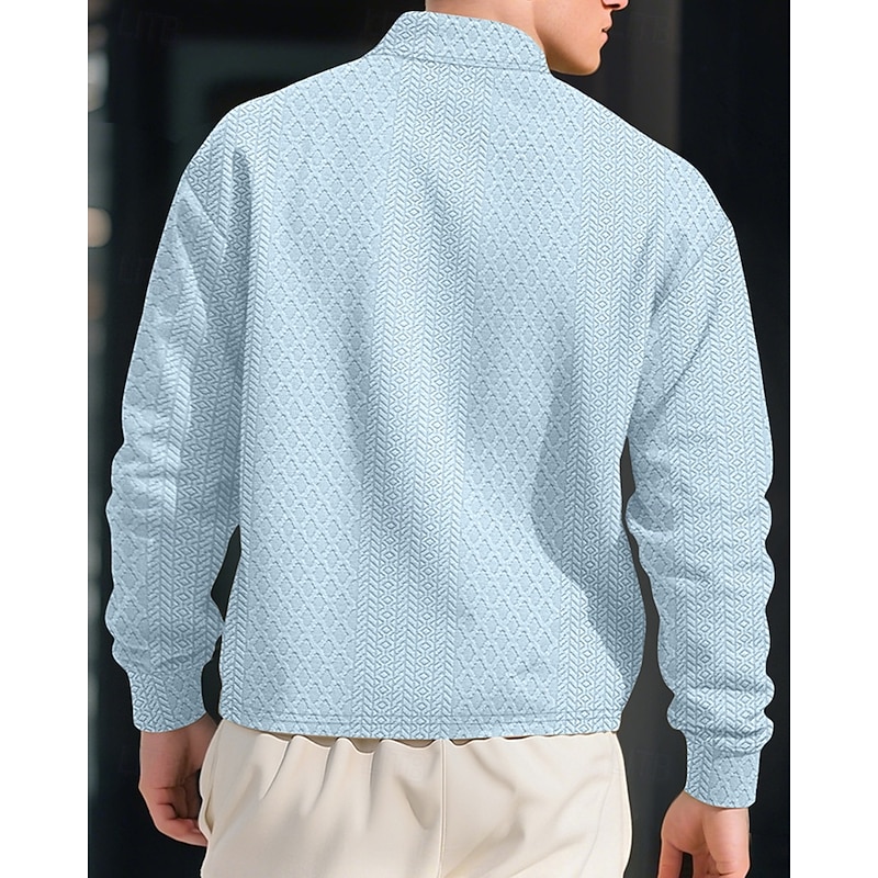 Men's Golf Shirt Golf Polos Shirts Work Casual Lapel Short Sleeve Basic Modern Plain Jacquard Buttons Spring Fall Regular Fit Black Khaki Light Blue Gray Golf Shirt2