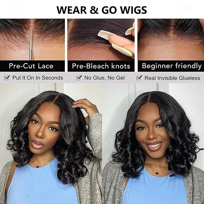 Wear and Go Glueless Wigs Pre Plucked Body Wave Wig Human Hair for Black Women Body Wave Lace Front Wigs Upgraded No Glue Needed Pre Cut 4x4 Lace Closure for Beginners3