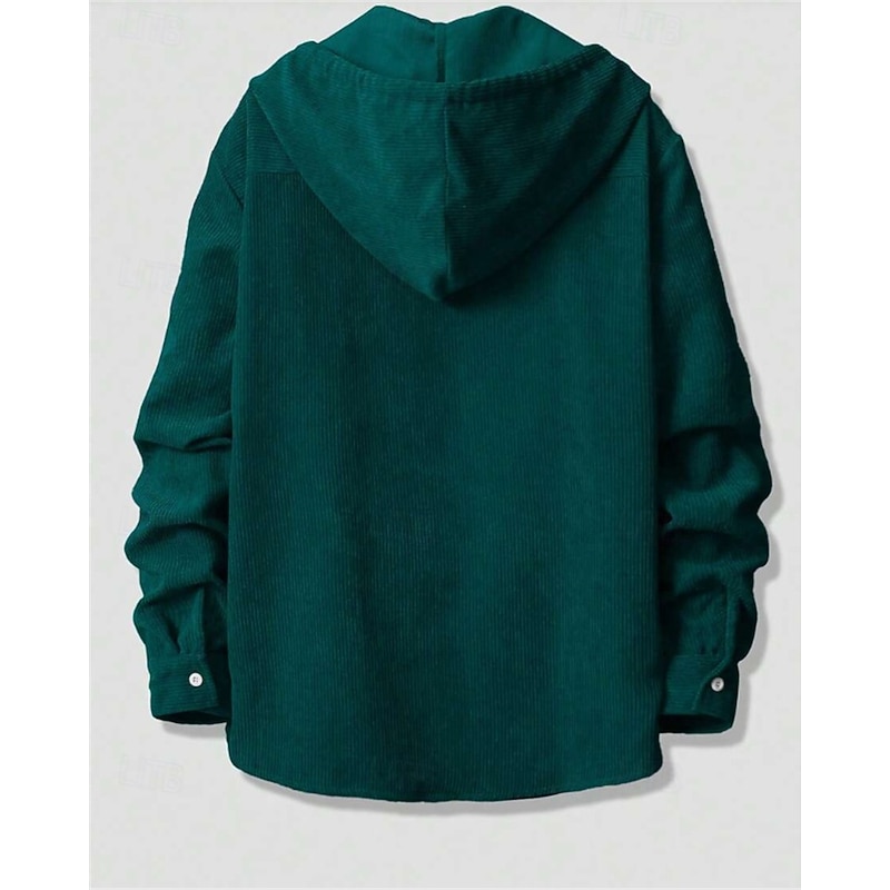 Men's Lightweight Jacket Cargo Jacket Casual Jacket Vacation Daily Warm Pocket Spring Fall Plain Fashion Classic Hooded Regular Brown Green Jacket3