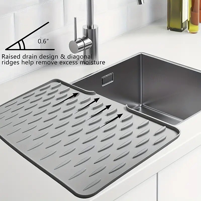 2pcs Kitchen Non-Slip Silicone Drainage Mats – Built-in Drain Design, Heat Resistant and Easy to Clean, Suitable for Countertops, Sinks, and Refrigerators2