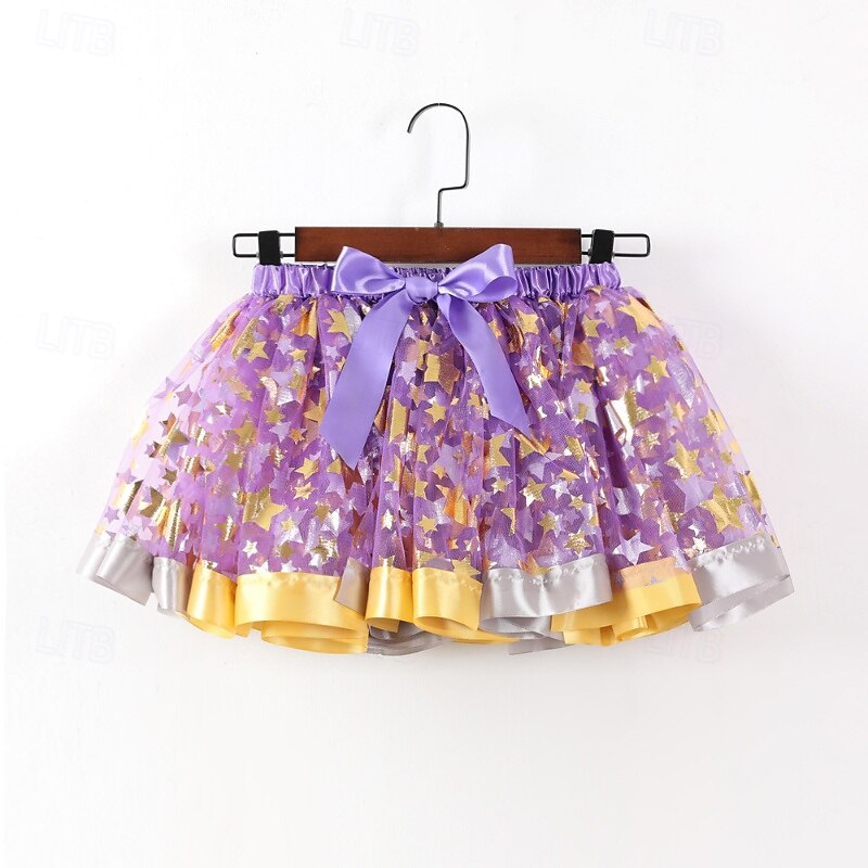 Kids Girls' Skirt Color Block Cute Patchwork Outdoor 4-12 Years Winter Yellow Pink Blue2