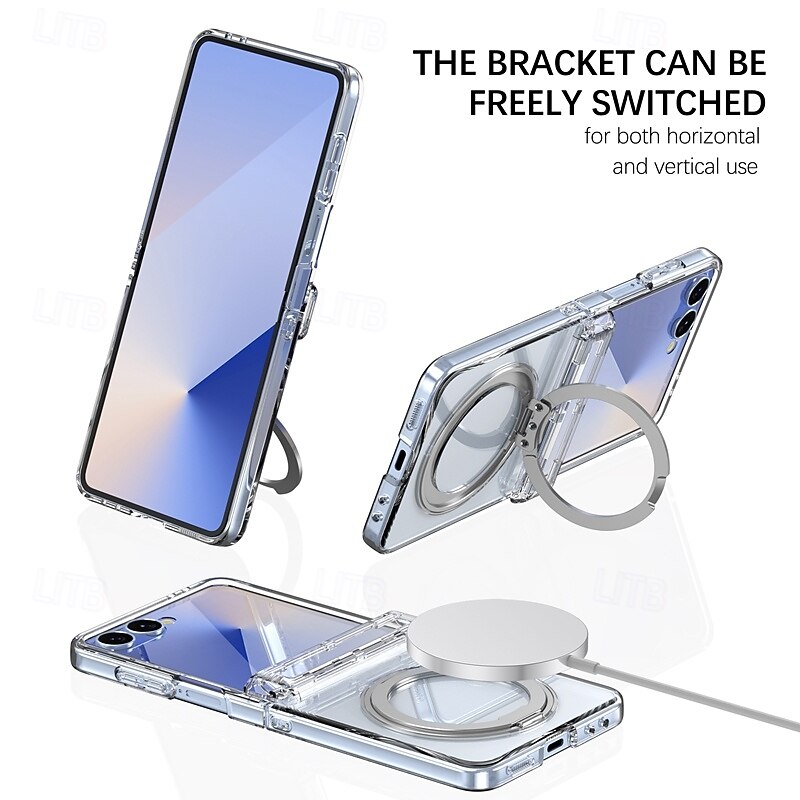 Phone Case For Samsung Galaxy Z Fold 7 Back Cover Support Wireless Charging Kickstand Shockproof Retro Plating