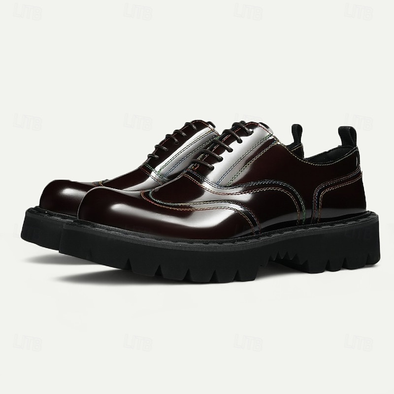 Men's Genuine Leather Derby Dress Shoes Classic Brown Lace-Up Business Formal Oxford Footwear for Office and Weddings2