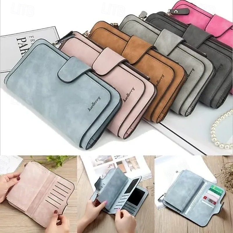 Handmade Multiple Slots Women Wallets Stylish Korean Three Fold Ladies Purse Large Capacity Multi Card Holder Fashionable Two Tone Textured Leather Wallet Gift