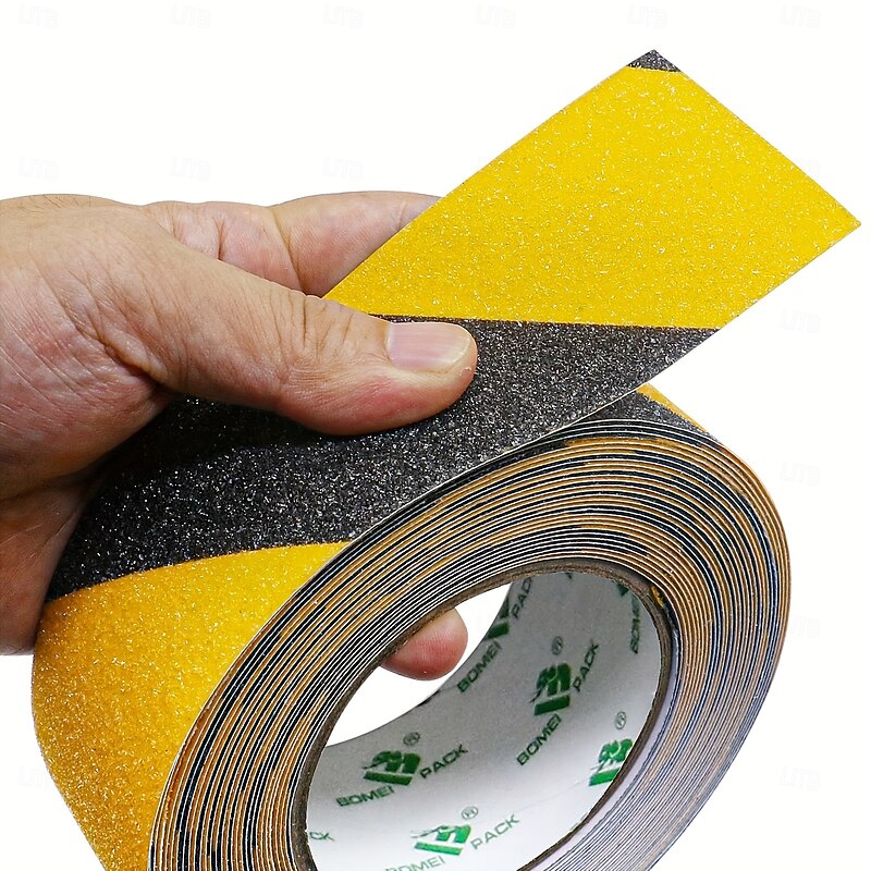 Anti-Slip Waterproof Tape - Extra Strong Grip for Stairs, Bathrooms, Pools & Office - Durable Yellow & Black Safety Tape with 80 Mesh High Traction Grit3