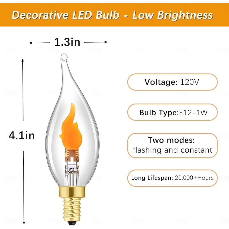 LED Flame Effect Light Bulb E27 Flickering Candle Light Bulbs Crystal Clear Candle Bulb for E27 Edison Base, 1 pack4