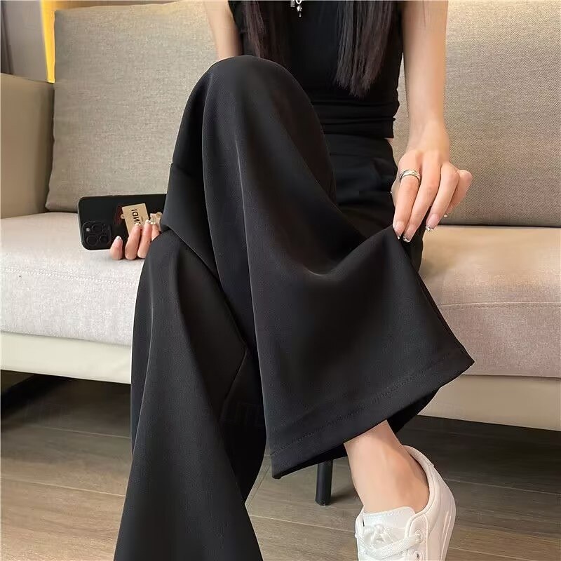New summer style pocketless loose straight-leg women's pants - casual outer wear with a slouchy vibe.3