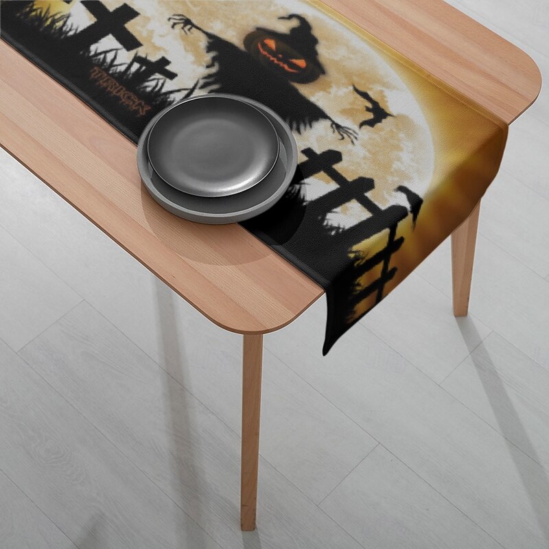Halloween Pumpkin Castle Table Runner - Digital Printed Rectangular Tablecloth 33x180cm for Restaurant Banquet & Party Decor4