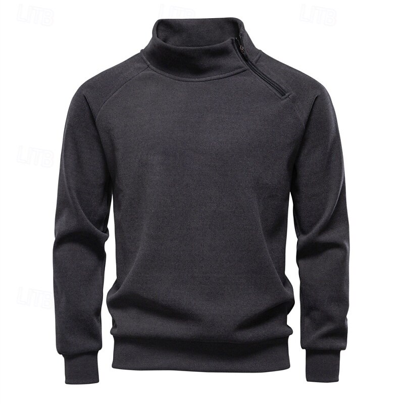 Men's Sweatshirt Fleece Hoodie Quarter Zip Sweatshirt Tactical Hoodie Black Gray High Neck Plain Zipper Sports & Outdoor Casual Daily Streetwear Cool Sportswear Fall Spring &  Fall Clothing Apparel2