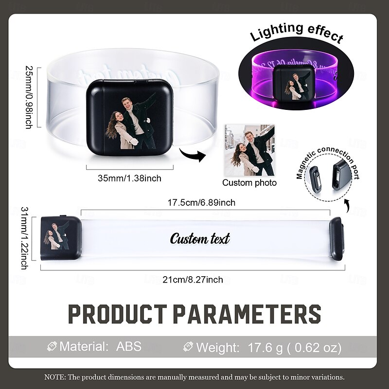 Personalized LED Bracelet with Custom Photo & Text, Light Up Party Wristbands for Christmas, Halloween, Wedding and Event Decorations3