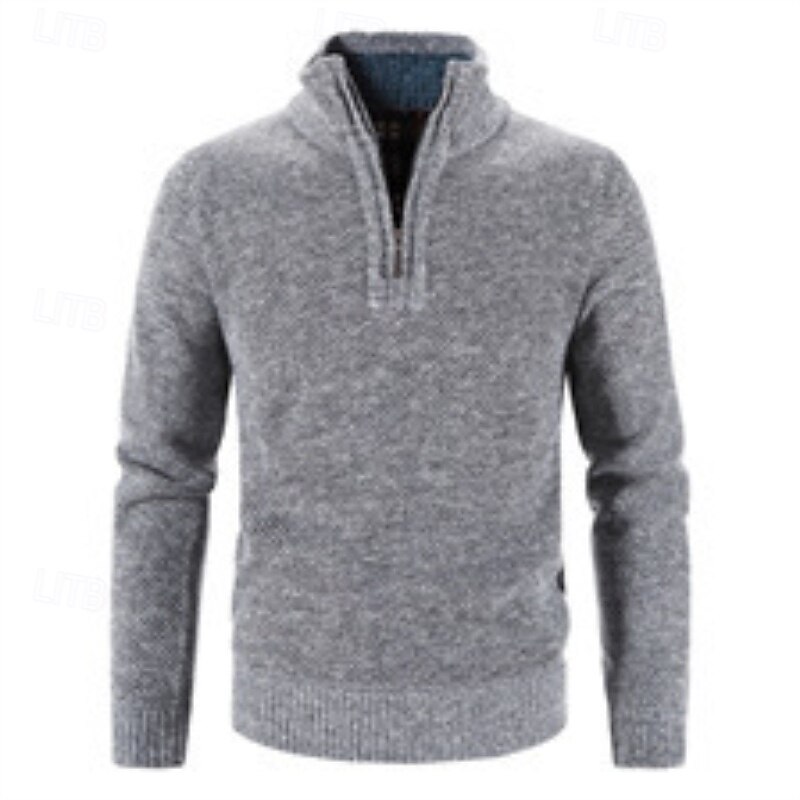 Men's Sweater Pullover Sweater Jumper Quarter Zip Pullover Sweater Ribbed Knit Regular Tops Knitted Slim Fit Plain Standing Collar Knitwear Contemporary Casual Daily Wear Clothing Apparel Fall