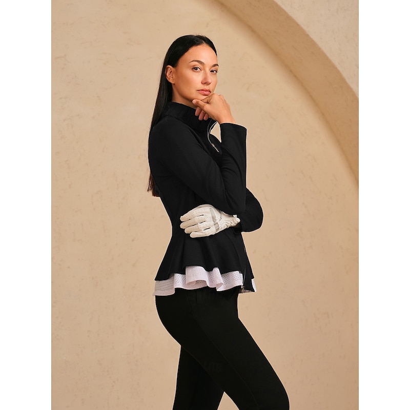 Women's Golf Jacket Black White Navy Blue Long Sleeve Top Ladies Golf Attire Clothes Outfits Wear Apparel