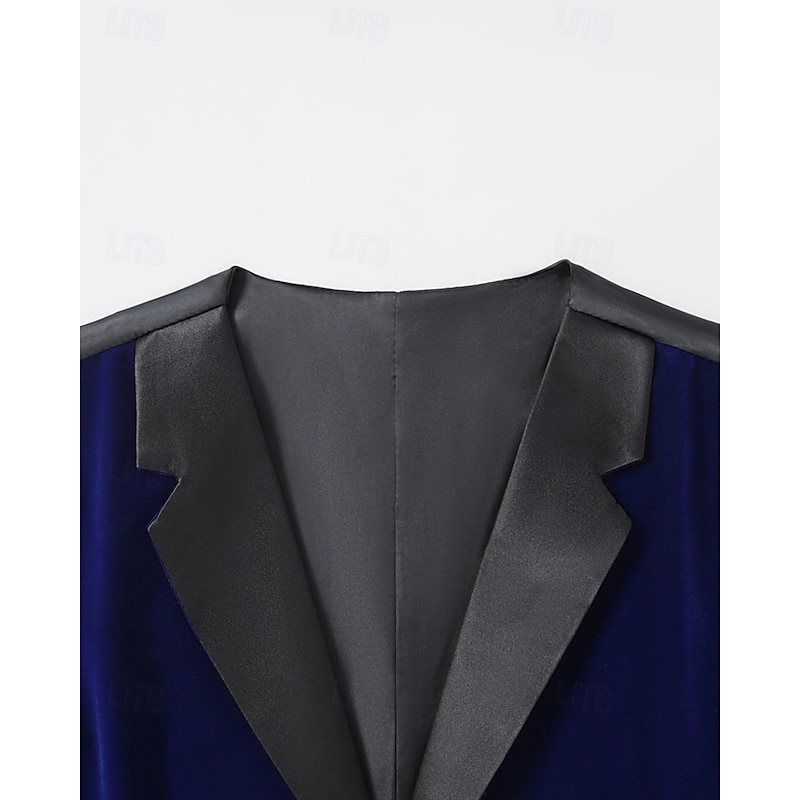 Men's Vest Waistcoat Gilet Vacation Party Business Fashion Casual Spring Fall Pocket Buttons Polyester Comfortable Plain Single Breasted One-button Lapel Regular Fit Blue Vest4