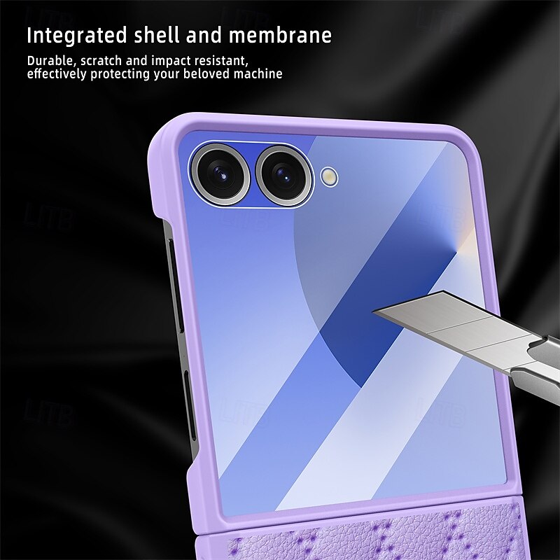 Phone Case For Samsung Galaxy Z Flip 7 Z Flip 7 FE Z Flip 6 Z Flip 5 Z Flip 4 Back Cover Shockproof Retro Geometric Pattern TPU PC PU Leather3