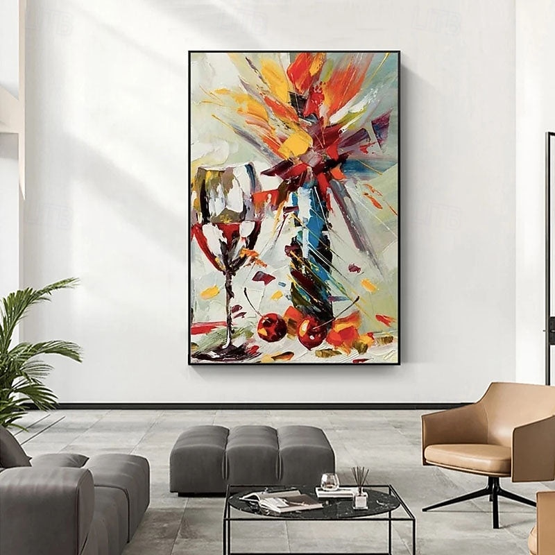 Painting on Canvas Prints Abstract Flower Wine Cup Frames Wall Art Contemporary Oversized Picture Living Room Modern Decor3