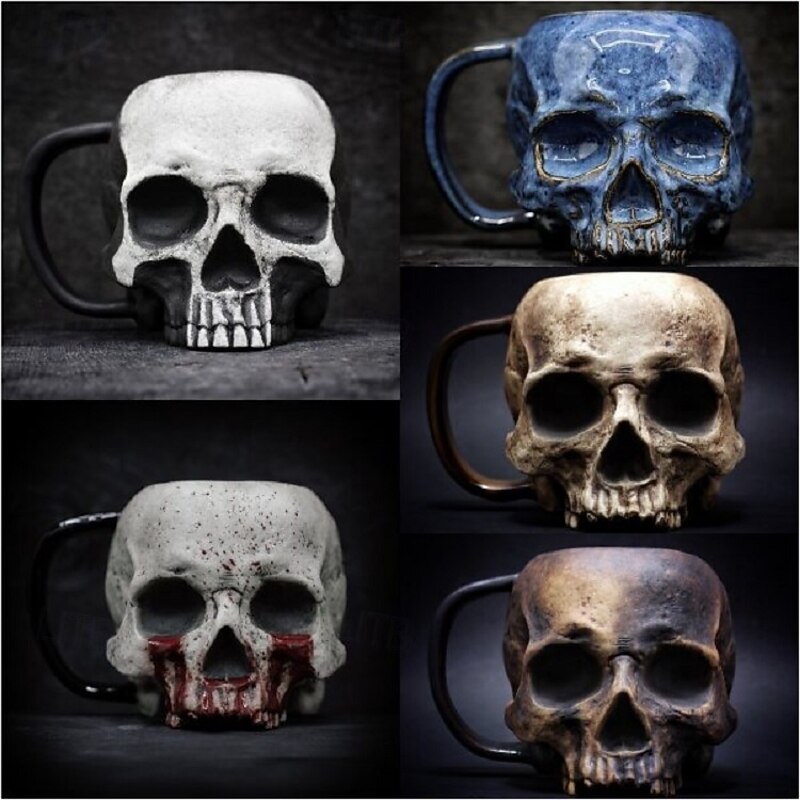 17oz Resin Skull Beer Cup Viking Warrior Skull Mug Tankard Medieval Skull Drinkware Mug for Coffee/Beverage/Juice2