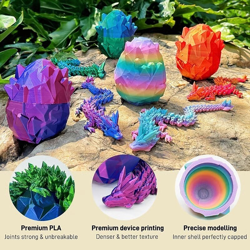 12" 3D Printed Dragon Egg Set, Easter Eggs Mythical Dragon Eggs with Dragon Inside, Fantasy Collectible Decor for Kids and Adults, Perfect Gift for Easter or Birthday2