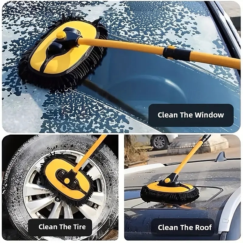Car Retractable Car Wash Mop Three-Section Retractable Cleaning Brush Soft Bristle Car Washing Tool2