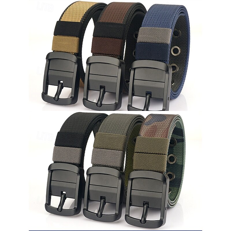 Men's Reversible Nylon Tactical Belt with Rotatable Adjuster Buckle - Durable Military Style Webbing for Outdoor, Work and Casual Wear