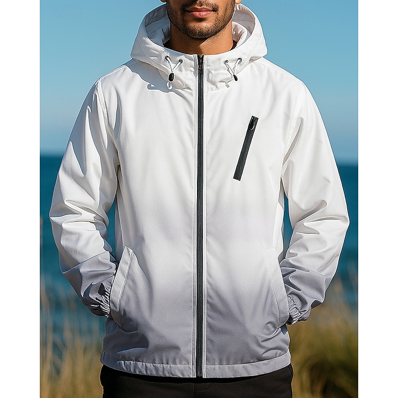 Men's Windbreaker Softshell Jacket Hiking Jacket Outdoor Waterproof Windproof Hiking Outfits Hiking Clothes Spring Autumn / Fall Top Camping / Hiking / Caving Running Gradient Purple Grey3