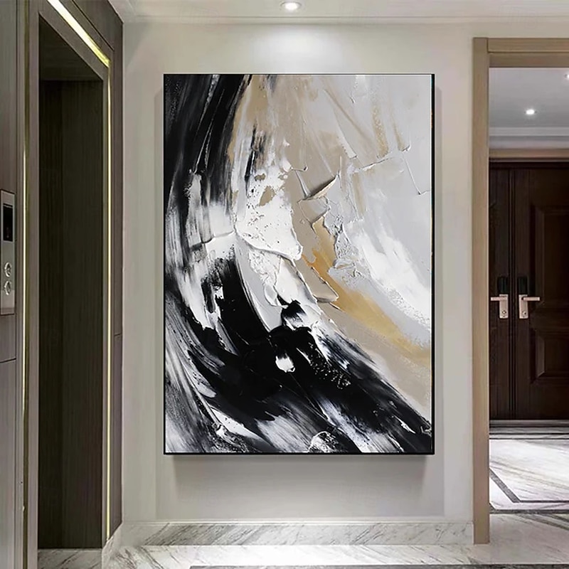 Handmade abstract oil painting Hand Painted ABSTRACT Oil Painting Wall Modern Fashion Abstract Black White Canvas Painting Home Decoration Decor Rolled Canvas Paingtings2