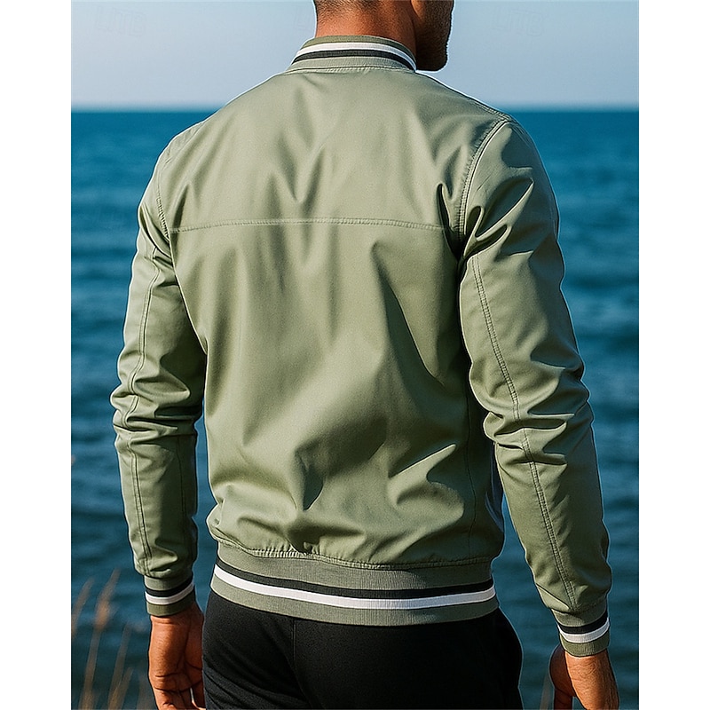 Men's Outdoor Jacket Hiking Jacket Outdoor Waterproof Windproof Hiking Outfits Hiking Clothes Spring Autumn / Fall Jacket Hunting Fishing Climbing Stripes Black White Yellow2