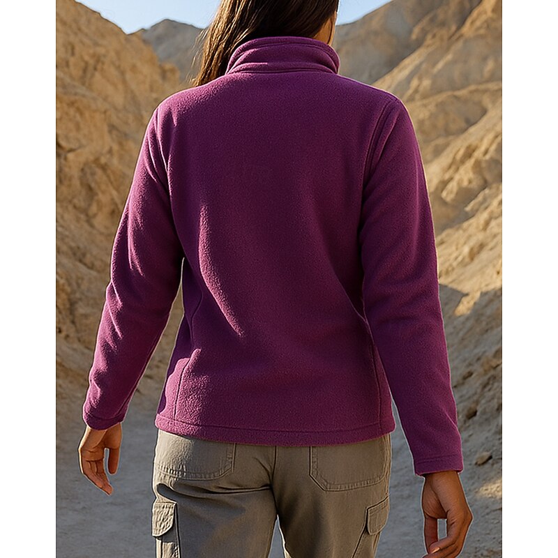 Women's Hiking Jacket Fleece Jacket Thermal Jacket Outdoor Thermal Warm Hiking Outfits Hiking Clothes Winter Autumn / Fall Jacket Hunting Climbing Running Solid Color Black Pink Dark Purple2