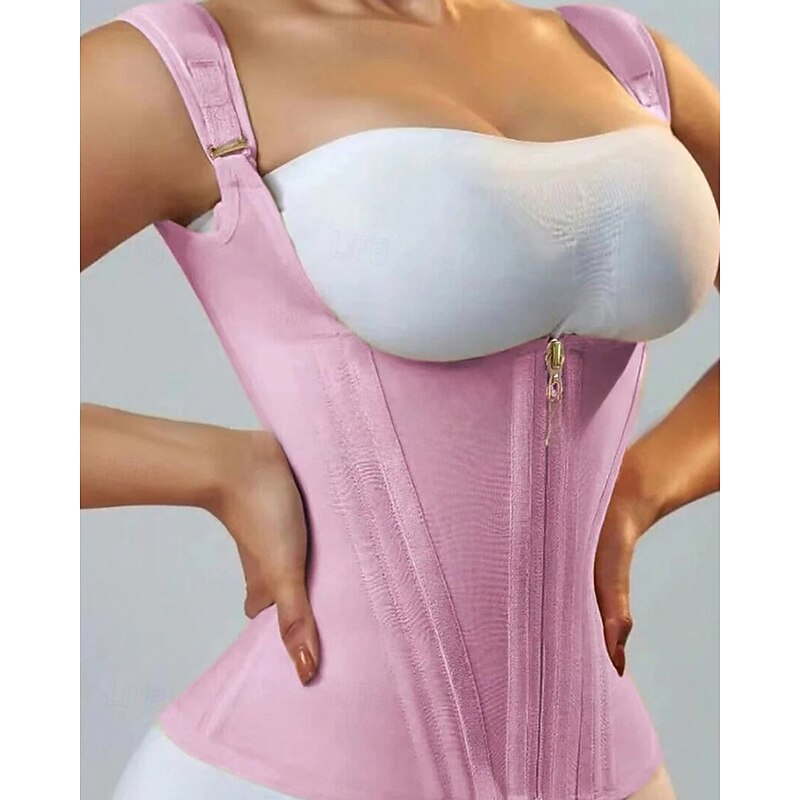 Women Waist Trainer Vest with Zipper – Tummy Control Shapewear Chest Support Posture Corrector Slimming Body Shaper with 15 Bones4