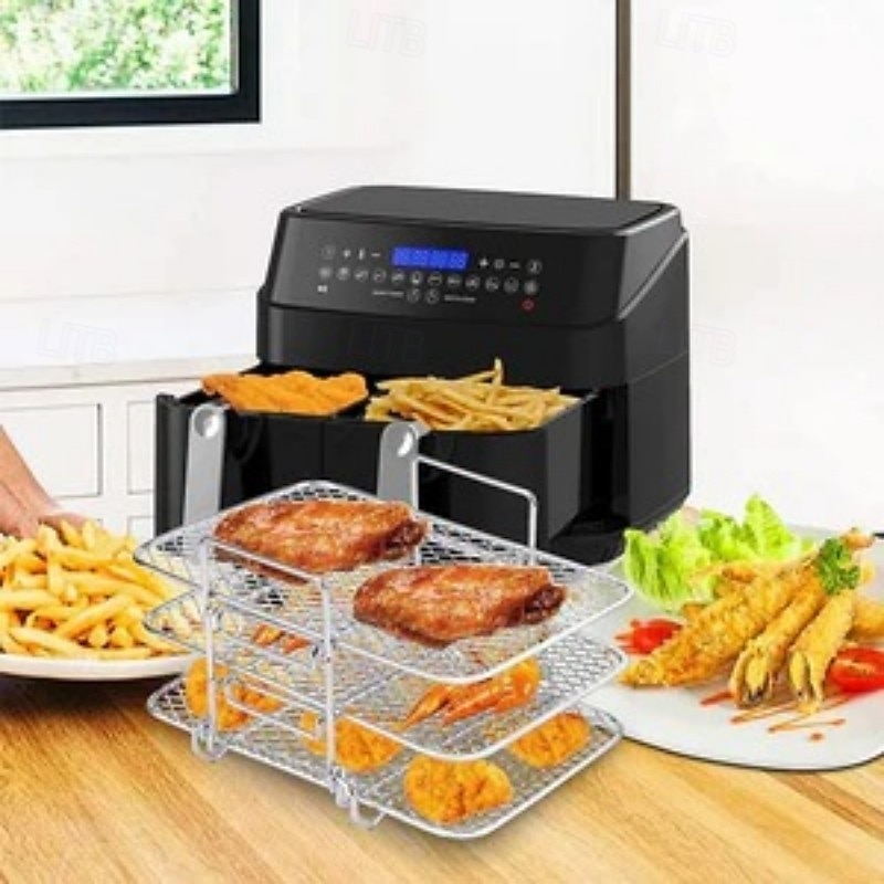 Stainless Steel Multi-layer Dehydrator Rack Three Tier Baking and Steaming Rack Accessory for Air Fryer Oven Kitchen Food Drying and Cooking Tool Home Use