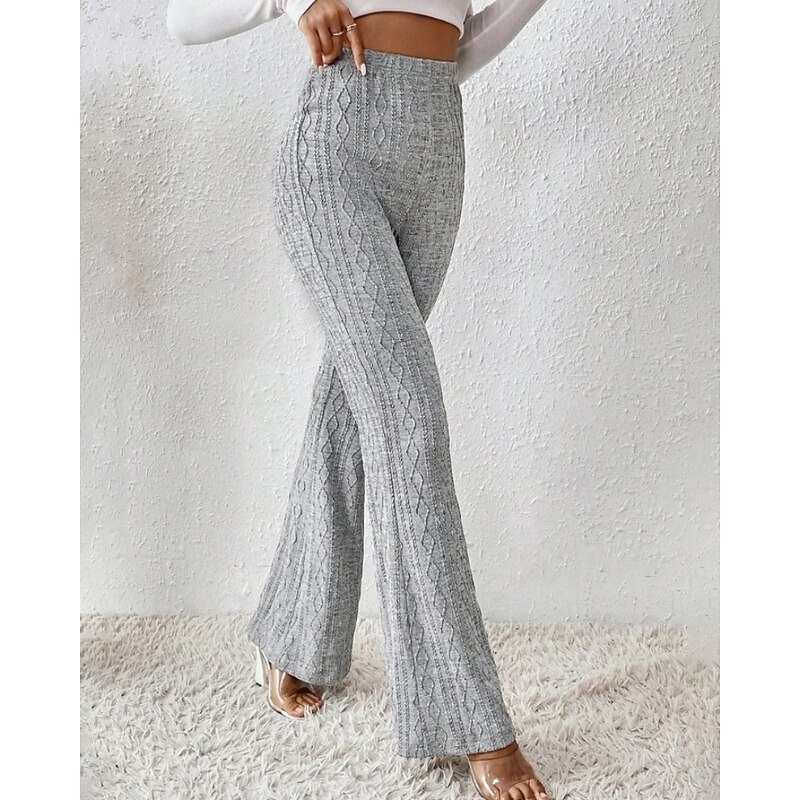 Women's Wide Leg Corduroy Pants Slacks Streetwear Casual Full Length Natural Plain Elastic Waist Soft Street Holiday Daily Wear Light Gray Fall Regular Fit3