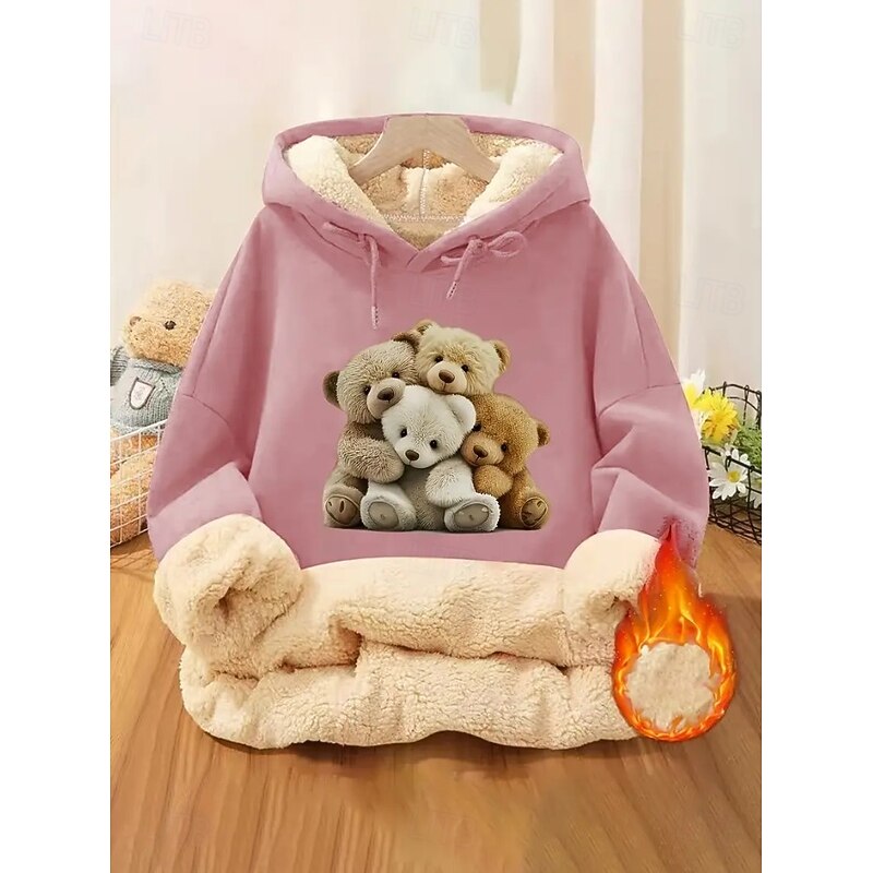 Women's Pullover Hoodie Sweatshirt Graphic Animal Letter Casual Comfrt Long Sleeve Hooded Regular Tops Street Dailywear Casual Pocket Print Black Pink Red Green Light Grey Fall Winter4