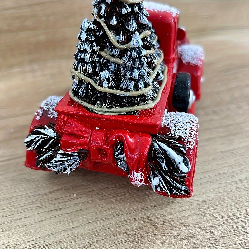 1Pcs Charming Red Christmas Cart Resin Ornament - Perfect for Car And Home Office Decor Ideal Holiday Gift for Friends and Family Christmas Decor Christmas Tree Desktop Decor3