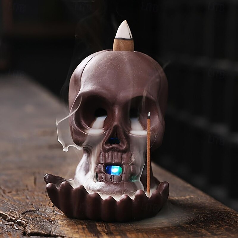 Skull Incense Burner Holder, Reflux Cascade, Ceramic, LED, Unique, Incense Burner, Skull Burner for Halloween, Aromatherapy, Yoga, Home Decor2
