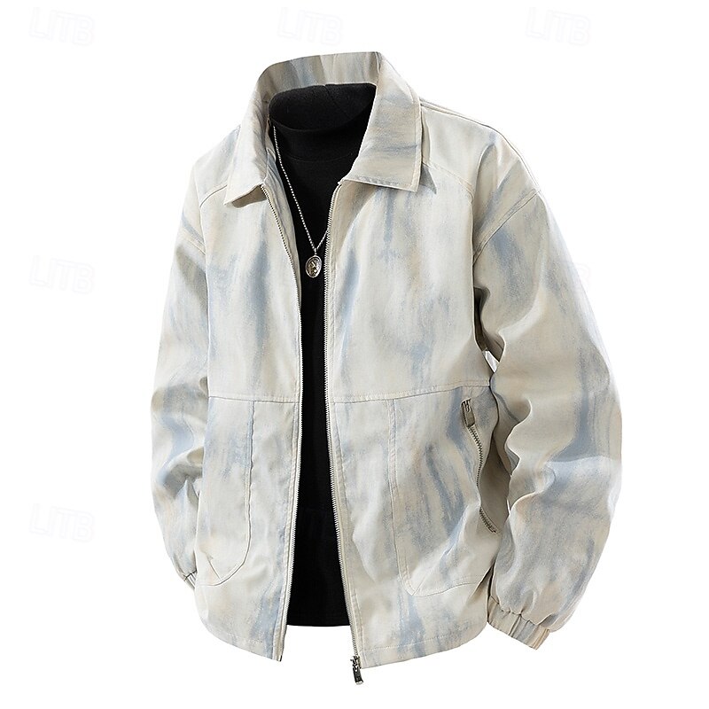 Men's Jacket Casual Jacket Outdoor Vacation Warm Zipper Pocket Fall Winter Plain Fashion Streetwear Standing Collar Regular Dark Gray Black Khaki Jacket3