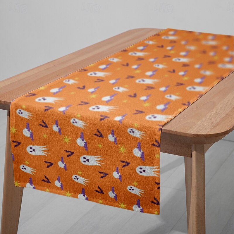 Halloween Table Runner and Rectangular Tablecloth, Printed Fabric Table Cover for Dining Room, Party, or Holiday Decoration3
